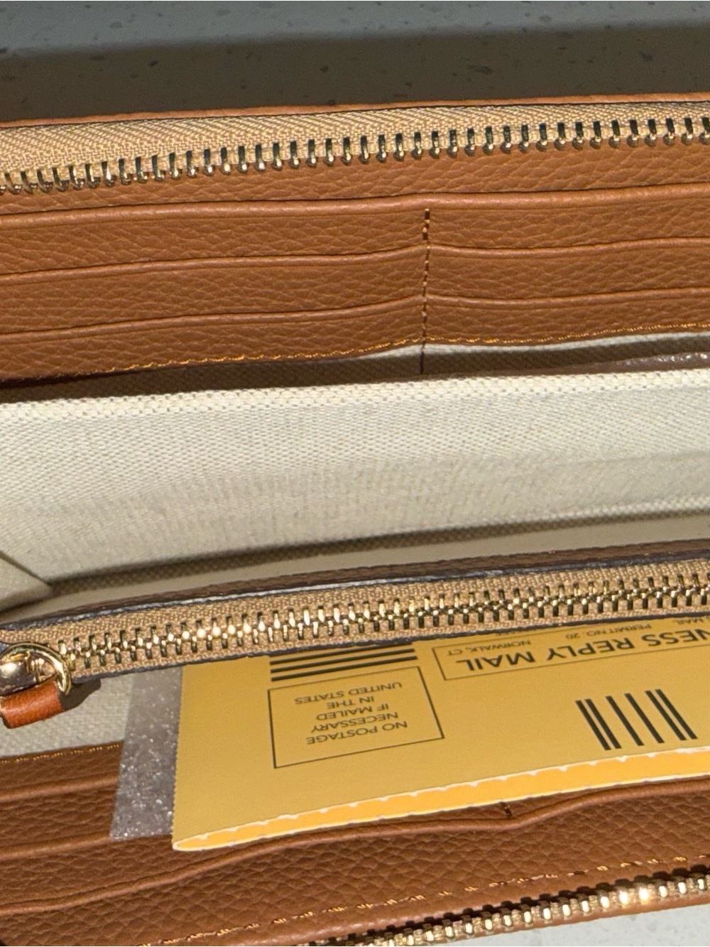 Dooney and Burke Pebble Grain Large Ziparound Wristlet NWT Tan - Picture 3 of 4